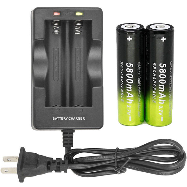 2pcs Li-ion 18650 Rechargeable Battery + 18650 Charger