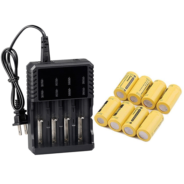 CR123R 8pcs Rechargeable Battery + Charger CR123A CR123 DL123A PL123 EL123