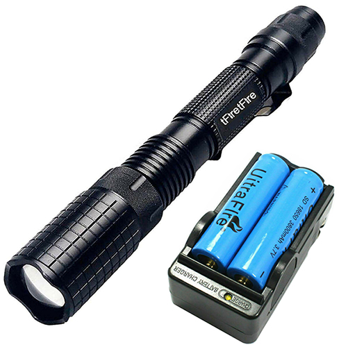 LED Flashlight Aluminum Torch Zoomable Lamp with battery & charger
