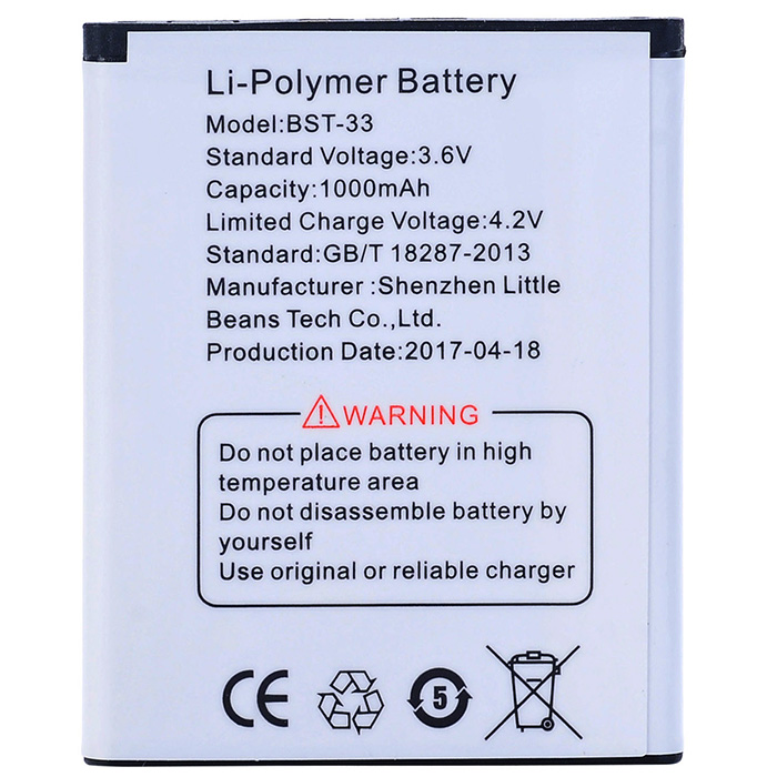 Replacement Battery for BST-33 Sony Ericsson Z800 V800i V800 V802 V802SE P990i Battery